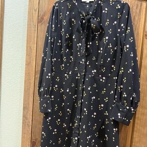 LOFT Black Dress with Yellow Floral Pattern